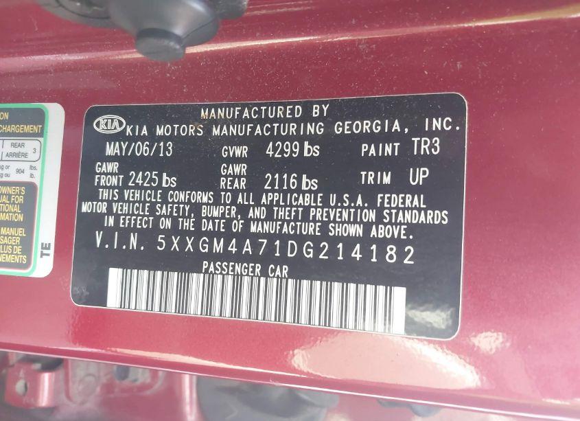 Photo 9 of 2013 Kia Optima LX (VIN 5XXGM4A71DG214182)