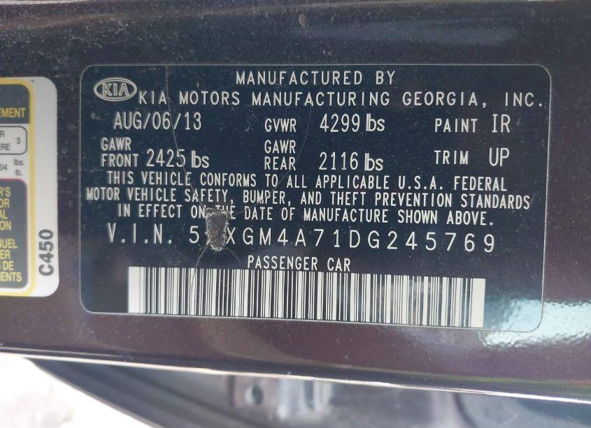 Photo 9 of 2013 Kia Optima LX (VIN 5XXGM4A71DG245769)