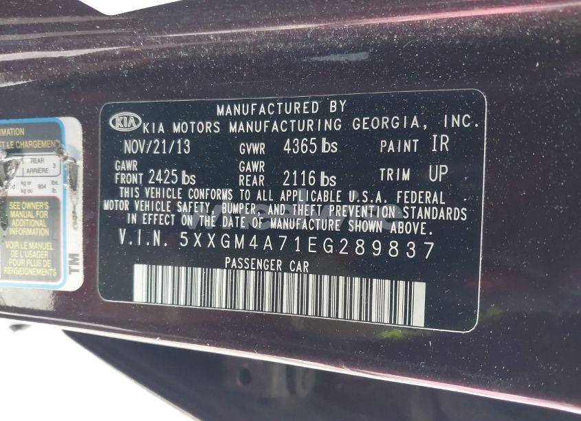 Photo 9 of 2014 Kia Optima LX (VIN 5XXGM4A71EG289837)