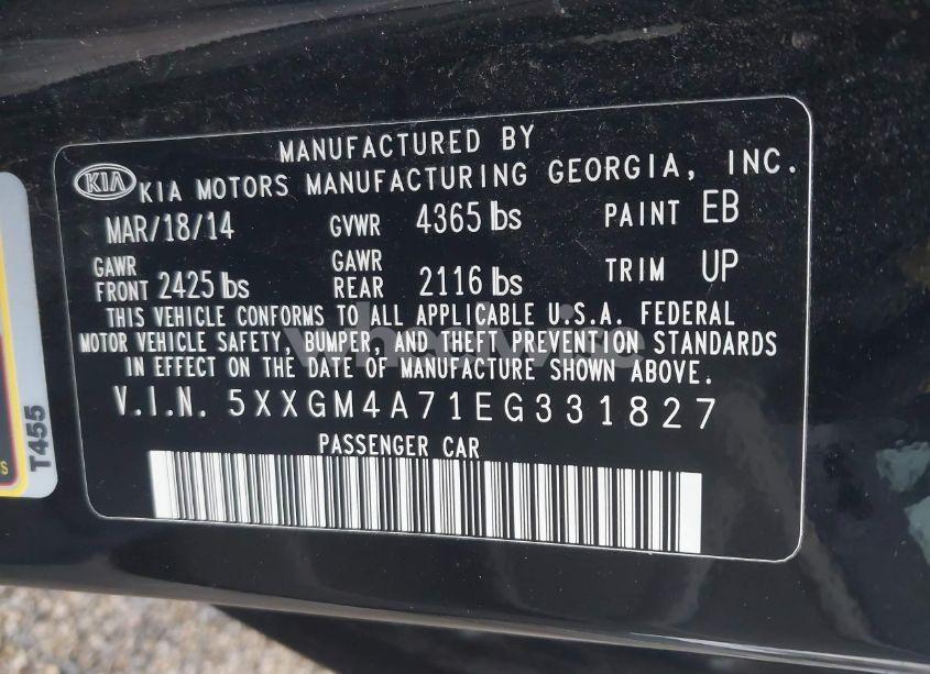 Photo 9 of 2014 Kia Optima LX (VIN 5XXGM4A71EG331827)