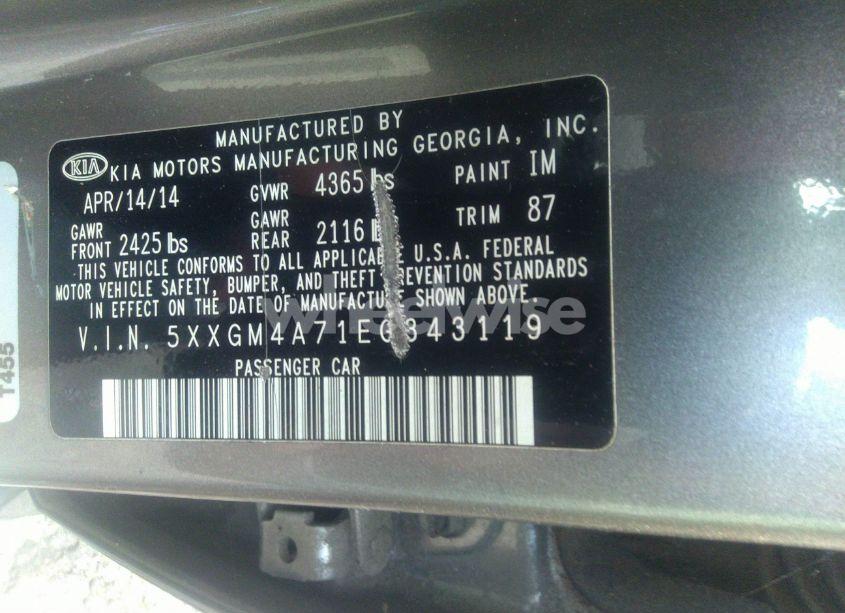 Photo 9 of 2014 Kia Optima LX (VIN 5XXGM4A71EG343119)
