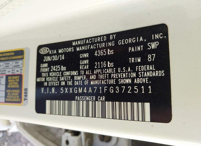 Photo 9 of 2015 Kia Optima LX (VIN 5XXGM4A71FG372511)