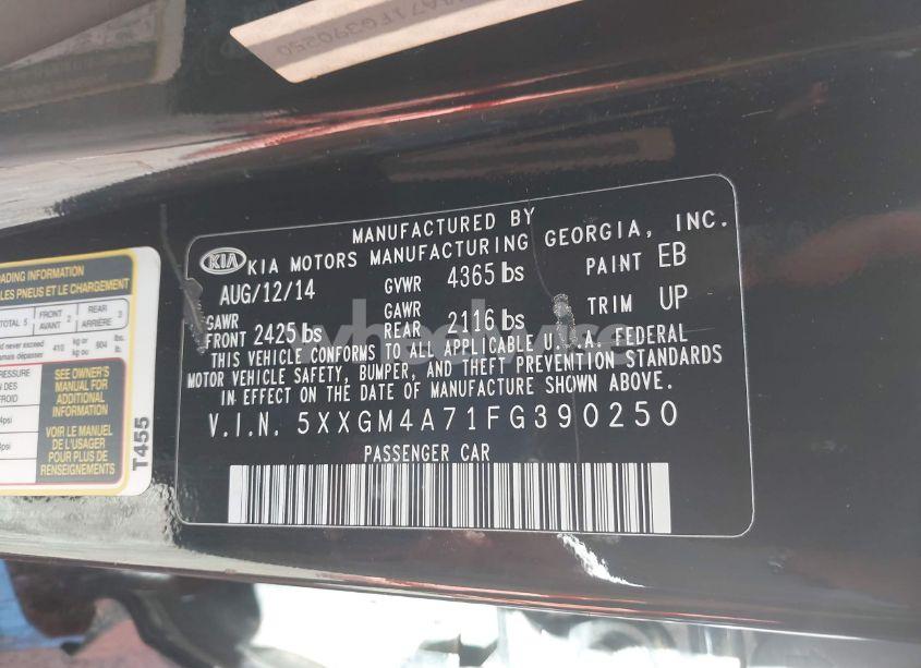 Photo 9 of 2015 Kia Optima LX (VIN 5XXGM4A71FG390250)