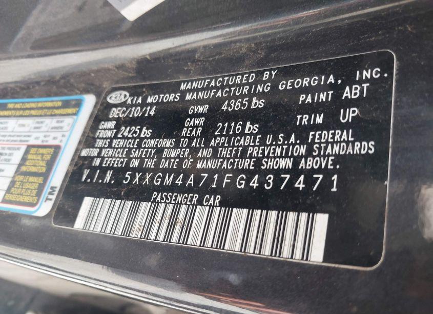 Photo 9 of 2015 Kia Optima LX (VIN 5XXGM4A71FG437471)