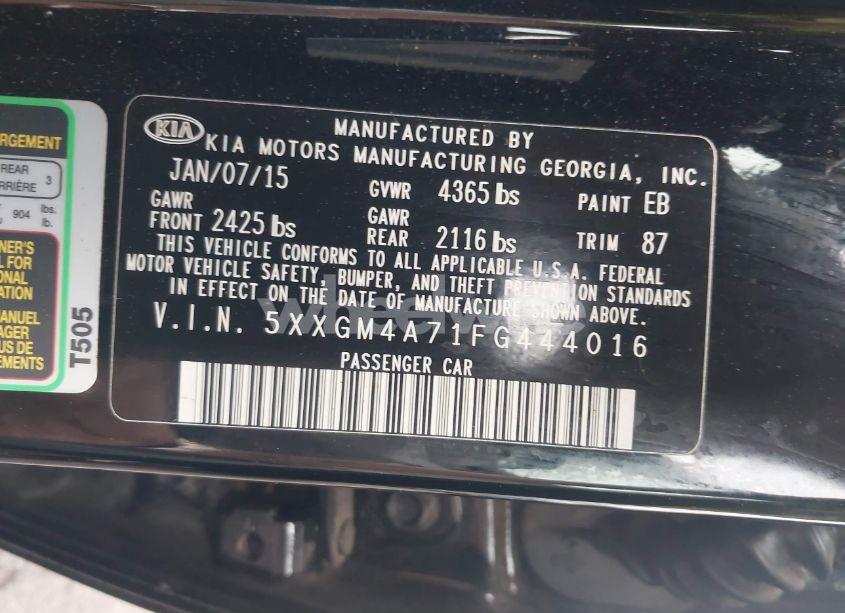 Photo 9 of 2015 Kia Optima LX (VIN 5XXGM4A71FG444016)