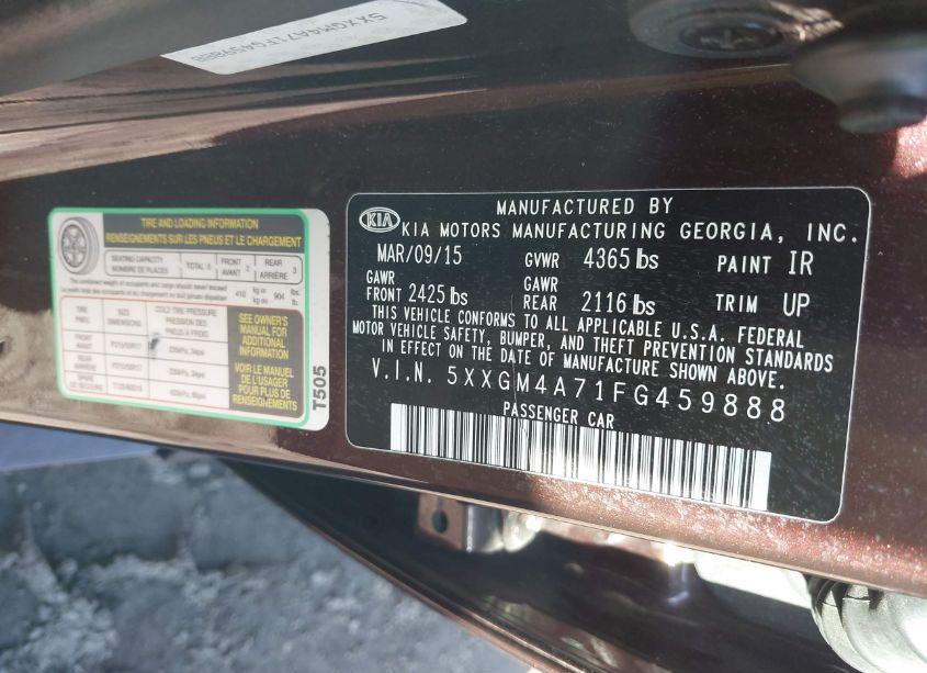 Photo 9 of 2015 Kia Optima LX (VIN 5XXGM4A71FG459888)