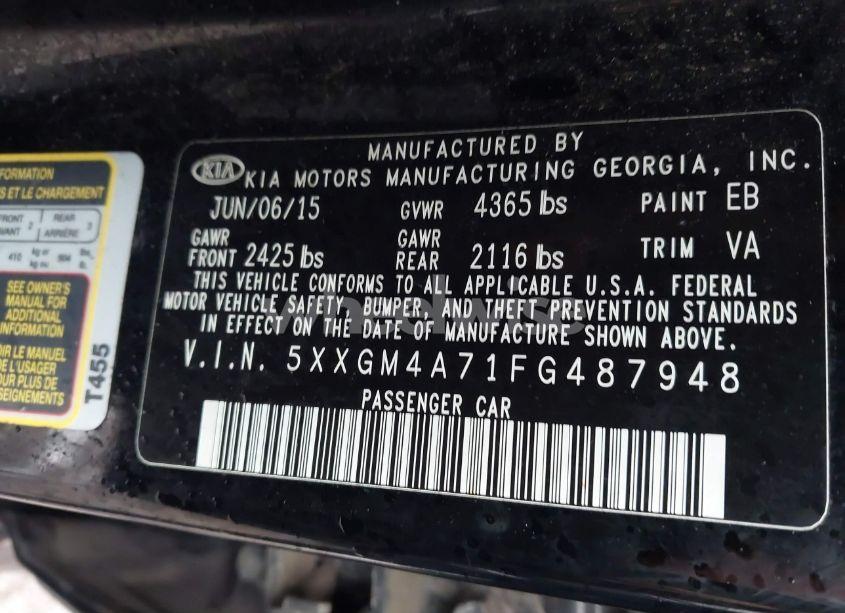 Photo 9 of 2015 Kia Optima LX (VIN 5XXGM4A71FG487948)