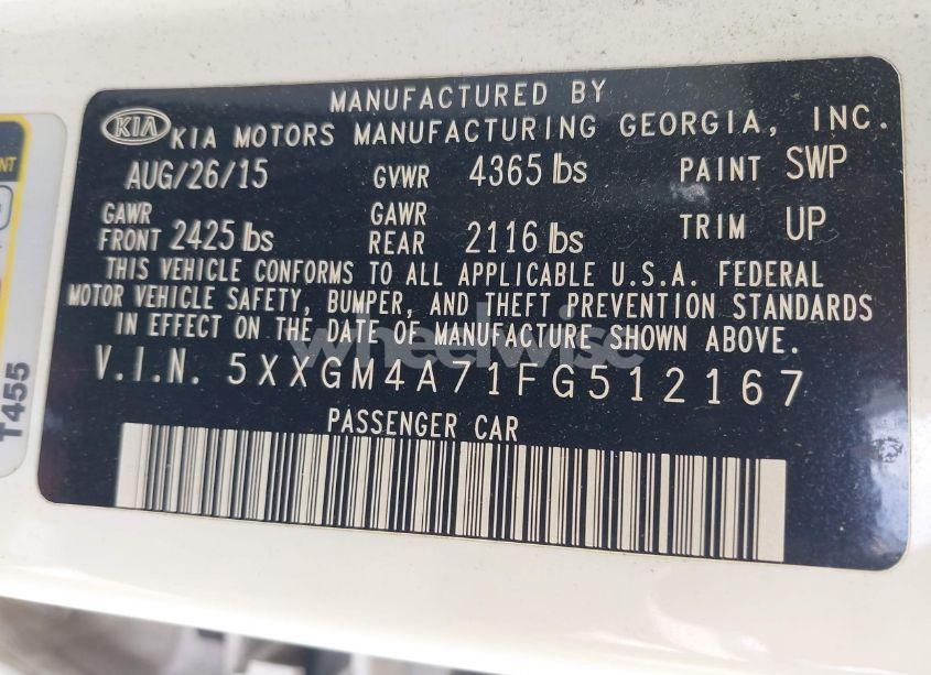 Photo 9 of 2015 Kia Optima LX (VIN 5XXGM4A71FG512167)