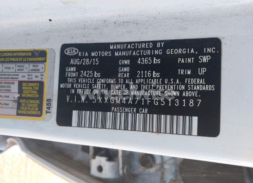 Photo 9 of 2015 Kia Optima LX (VIN 5XXGM4A71FG513187)