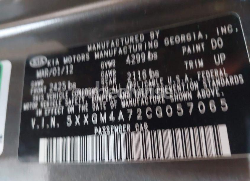 Photo 9 of 2012 Kia Optima LX (VIN 5XXGM4A72CG057065)