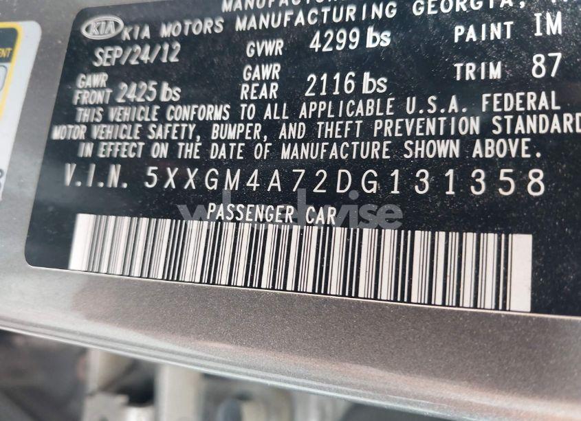 Photo 9 of 2013 Kia Optima LX (VIN 5XXGM4A72DG131358)