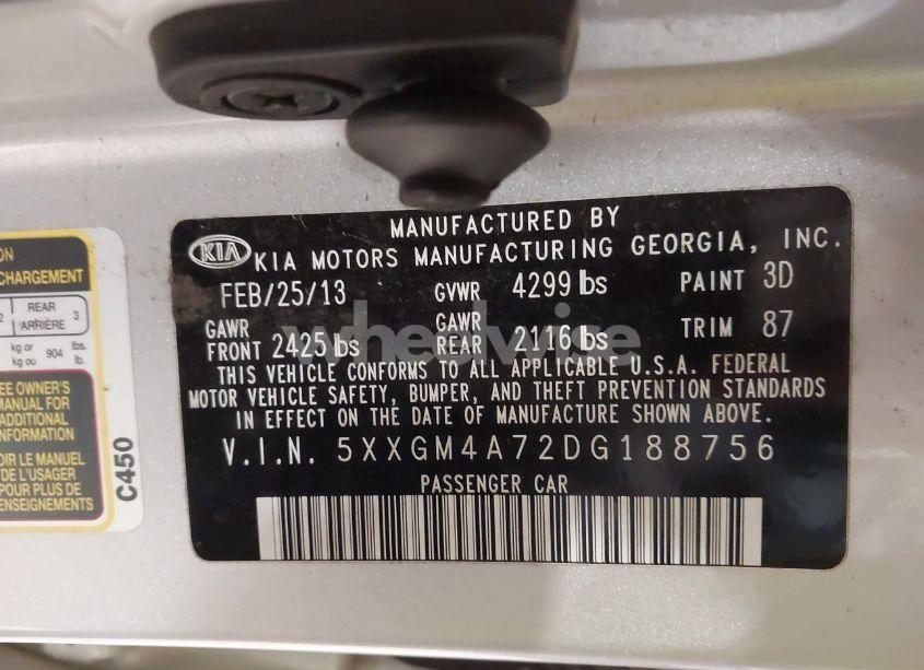 Photo 9 of 2013 Kia Optima LX (VIN 5XXGM4A72DG188756)