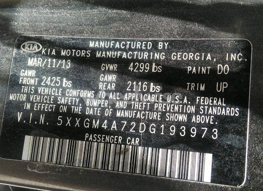 Photo 9 of 2013 Kia Optima LX (VIN 5XXGM4A72DG193973)