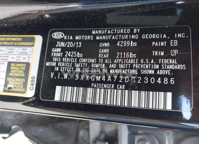 Photo 9 of 2013 Kia Optima LX (VIN 5XXGM4A72DG230486)