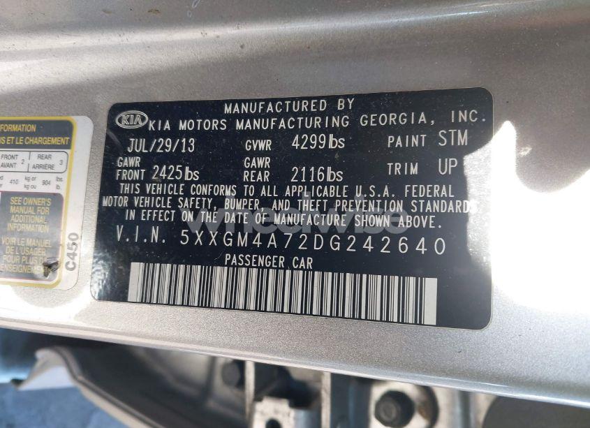 Photo 9 of 2013 Kia Optima LX (VIN 5XXGM4A72DG242640)