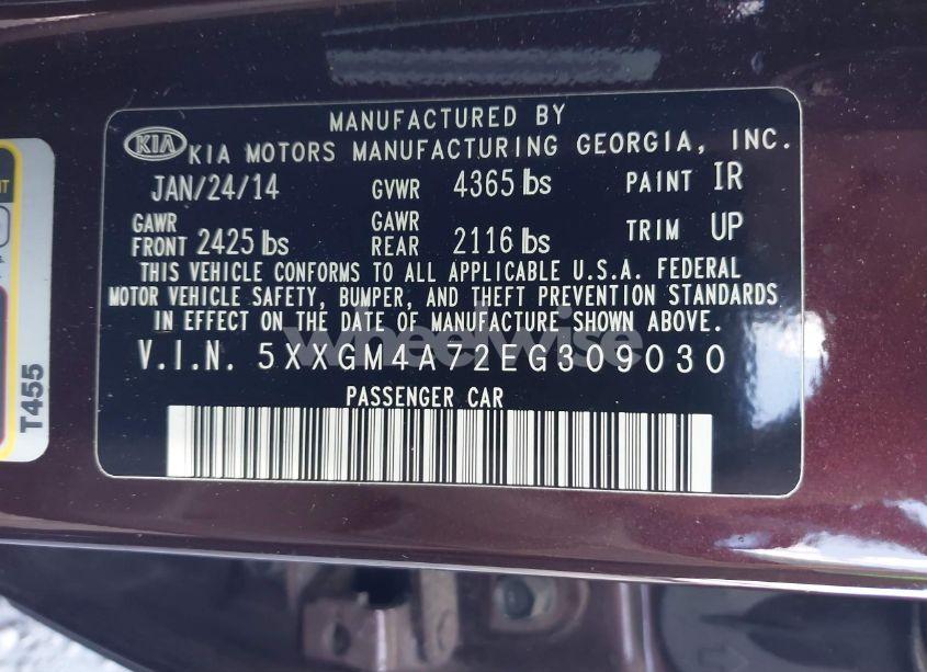 Photo 9 of 2014 Kia Optima LX (VIN 5XXGM4A72EG309030)