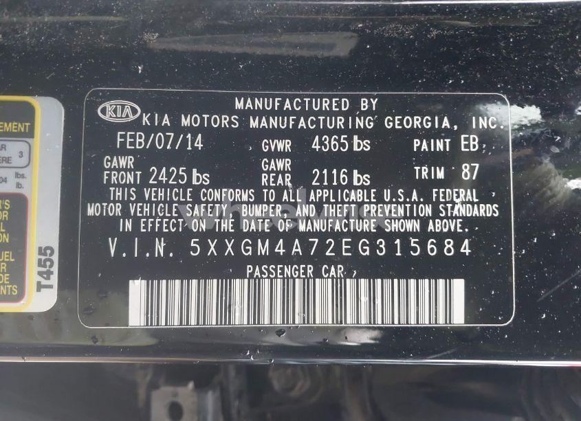 Photo 9 of 2014 Kia Optima LX (VIN 5XXGM4A72EG315684)