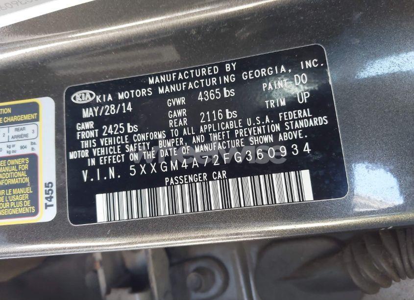 Photo 9 of 2015 Kia Optima LX (VIN 5XXGM4A72FG360934)