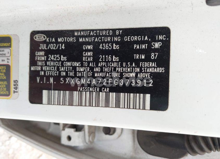 Photo 9 of 2015 Kia Optima LX (VIN 5XXGM4A72FG373912)