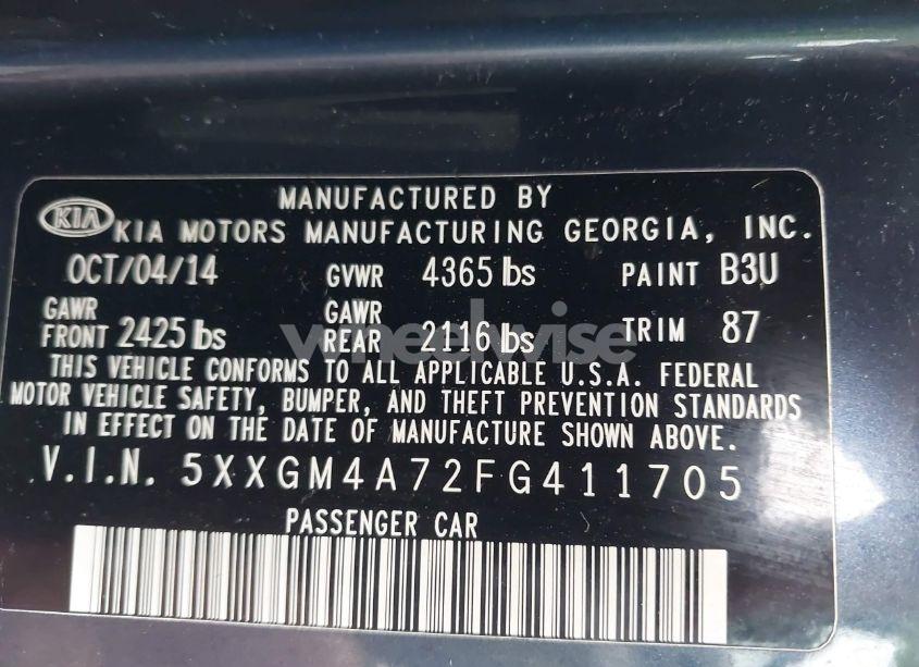 Photo 9 of 2015 Kia Optima LX (VIN 5XXGM4A72FG411705)