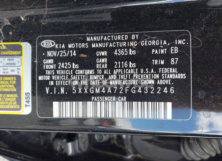 Photo 9 of 2015 Kia Optima LX (VIN 5XXGM4A72FG432246)