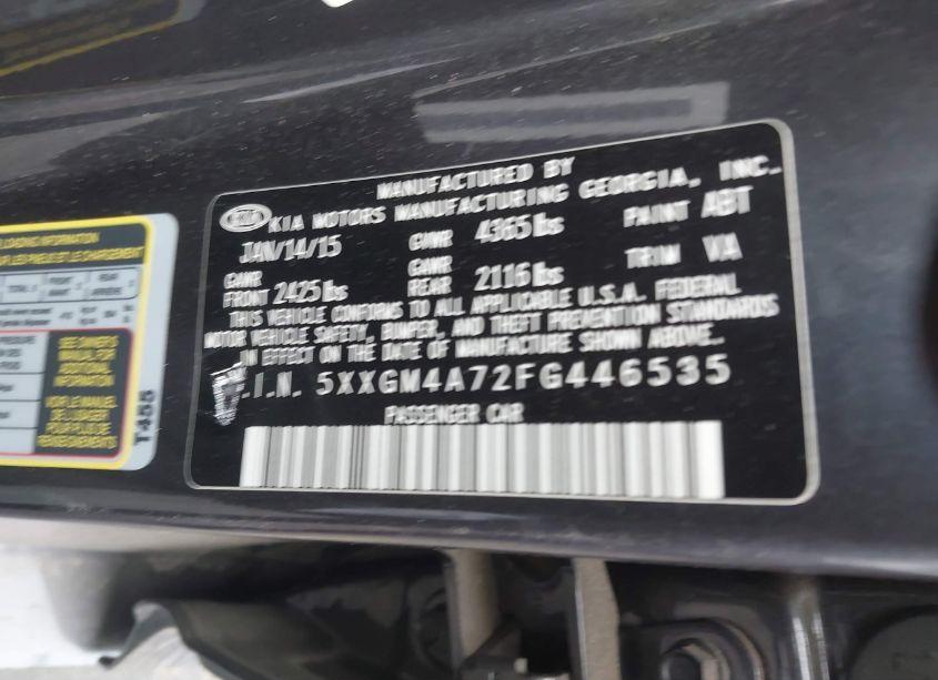 Photo 9 of 2015 Kia Optima LX (VIN 5XXGM4A72FG446535)