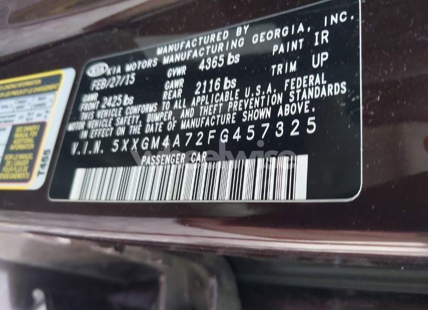 Photo 9 of 2015 Kia Optima LX (VIN 5XXGM4A72FG457325)