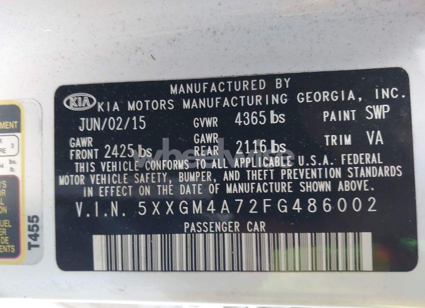 Photo 9 of 2015 Kia Optima LX (VIN 5XXGM4A72FG486002)