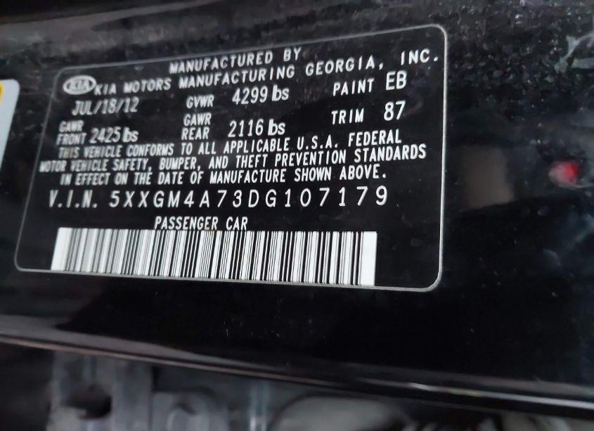 Photo 9 of 2013 Kia Optima LX (VIN 5XXGM4A73DG107179)