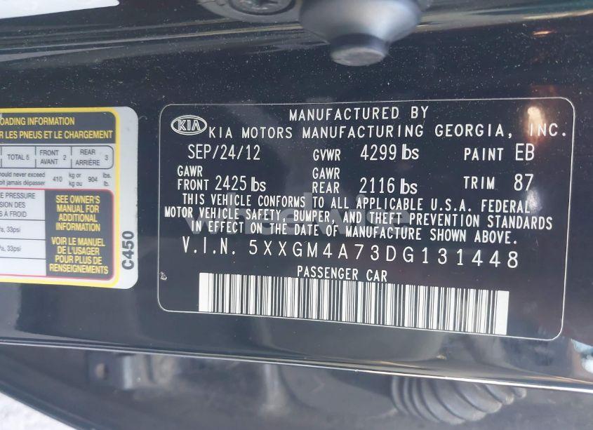 Photo 9 of 2013 Kia Optima LX (VIN 5XXGM4A73DG131448)