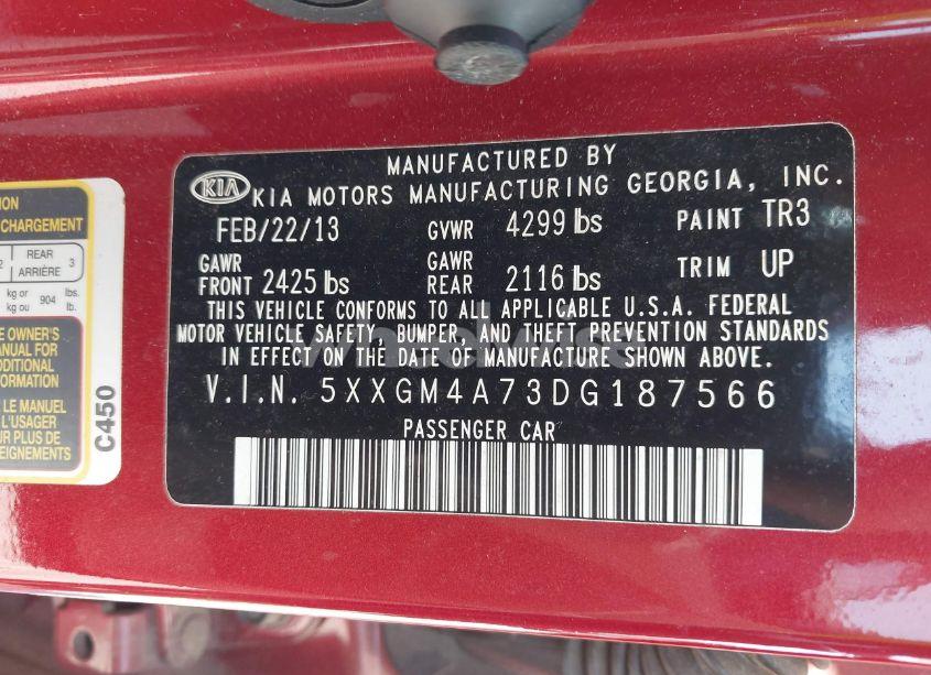 Photo 9 of 2013 Kia Optima LX (VIN 5XXGM4A73DG187566)