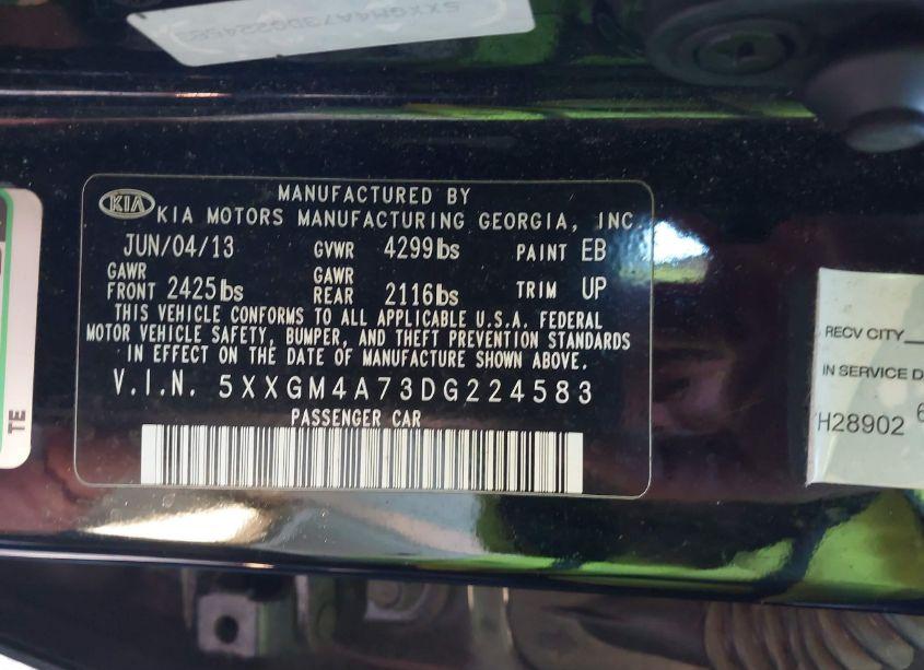 Photo 9 of 2013 Kia Optima LX (VIN 5XXGM4A73DG224583)