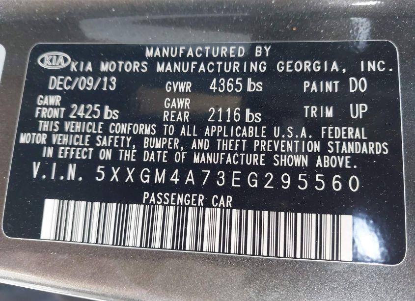 Photo 9 of 2014 Kia Optima LX (VIN 5XXGM4A73EG295560)
