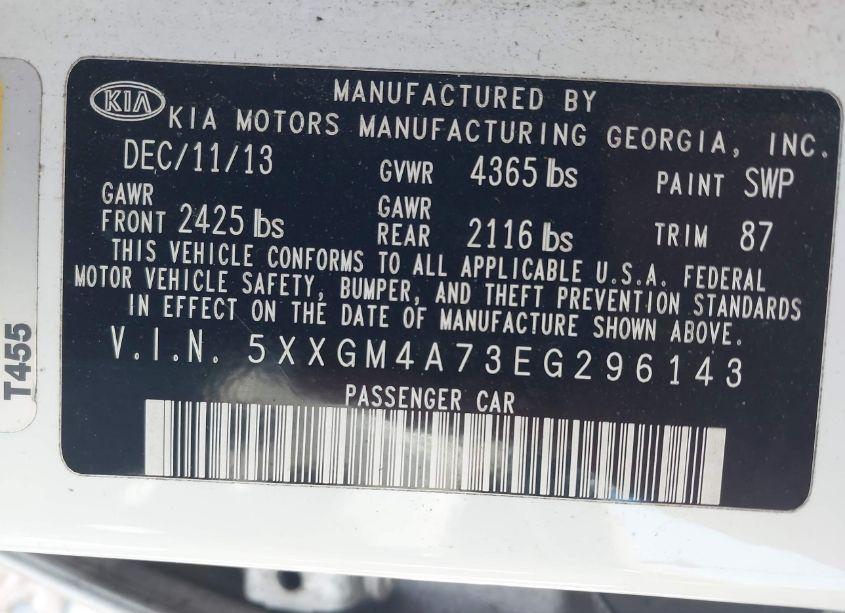 Photo 9 of 2014 Kia Optima LX (VIN 5XXGM4A73EG296143)