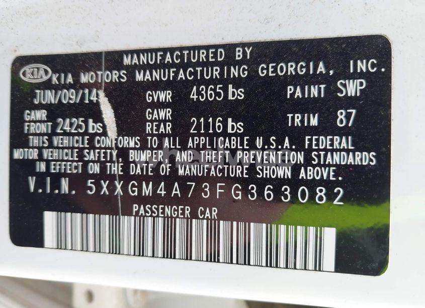 Photo 9 of 2015 Kia Optima LX (VIN 5XXGM4A73FG363082)