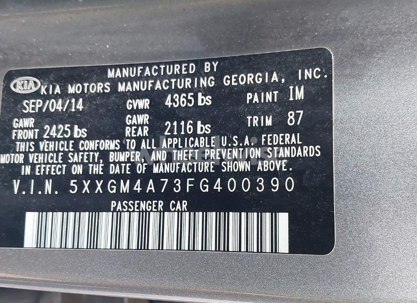 Photo 9 of 2015 Kia Optima LX (VIN 5XXGM4A73FG400390)