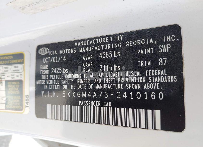 Photo 9 of 2015 Kia Optima LX (VIN 5XXGM4A73FG410160)