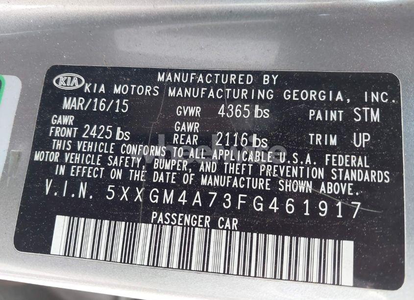 Photo 9 of 2015 Kia Optima LX (VIN 5XXGM4A73FG461917)
