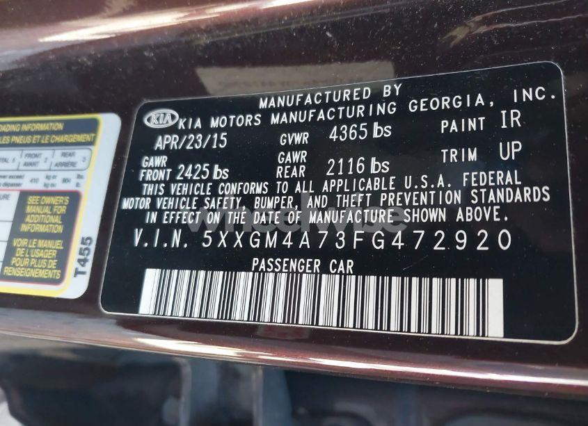 Photo 9 of 2015 Kia Optima LX (VIN 5XXGM4A73FG472920)