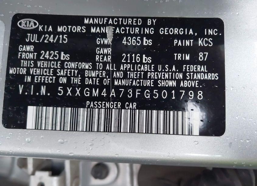 Photo 9 of 2015 Kia Optima LX (VIN 5XXGM4A73FG501798)