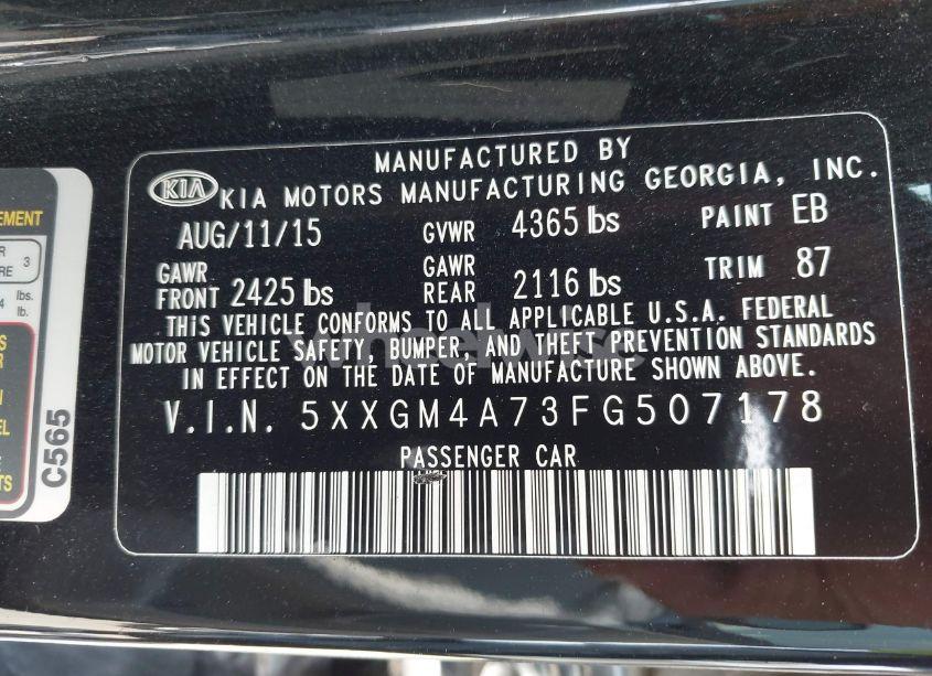 Photo 9 of 2015 Kia Optima LX (VIN 5XXGM4A73FG507178)