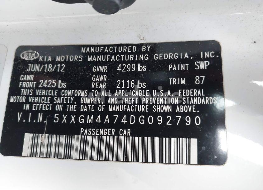 Photo 9 of 2013 Kia Optima LX (VIN 5XXGM4A74DG092790)