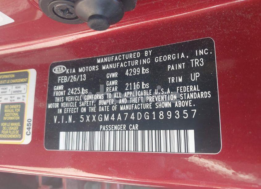 Photo 9 of 2013 Kia Optima LX (VIN 5XXGM4A74DG189357)