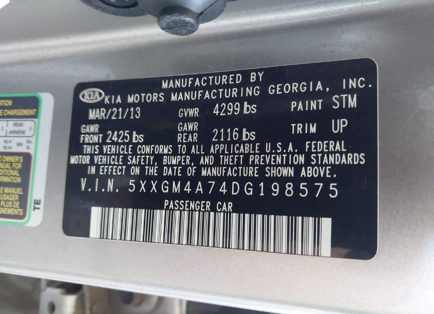 Photo 9 of 2013 Kia Optima LX (VIN 5XXGM4A74DG198575)