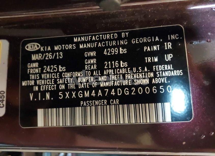 Photo 9 of 2013 Kia Optima LX (VIN 5XXGM4A74DG200650)