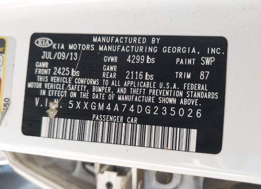 Photo 9 of 2013 Kia Optima LX (VIN 5XXGM4A74DG235026)