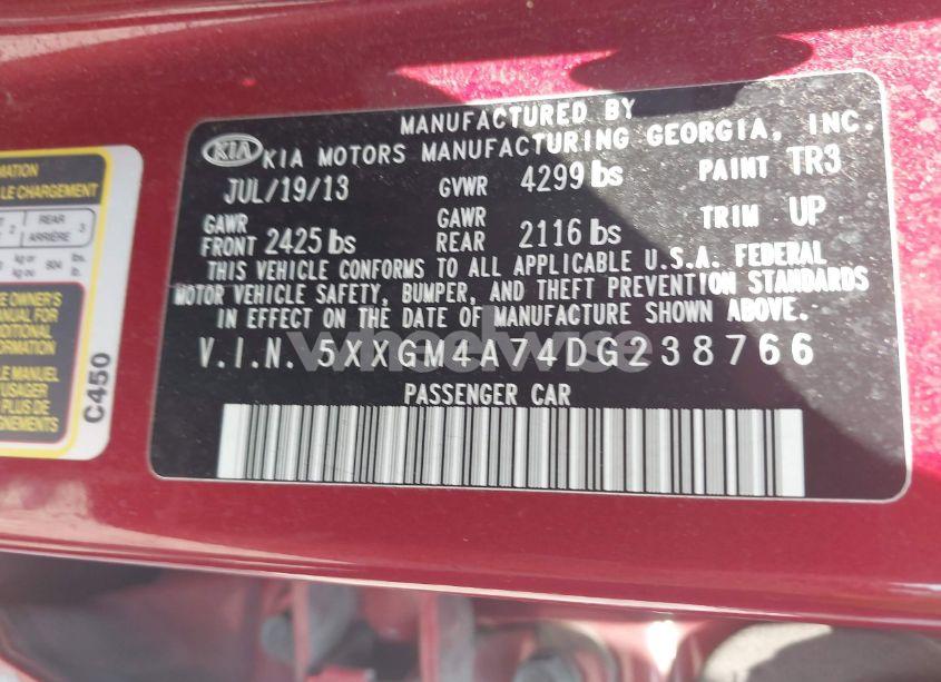 Photo 9 of 2013 Kia Optima LX (VIN 5XXGM4A74DG238766)