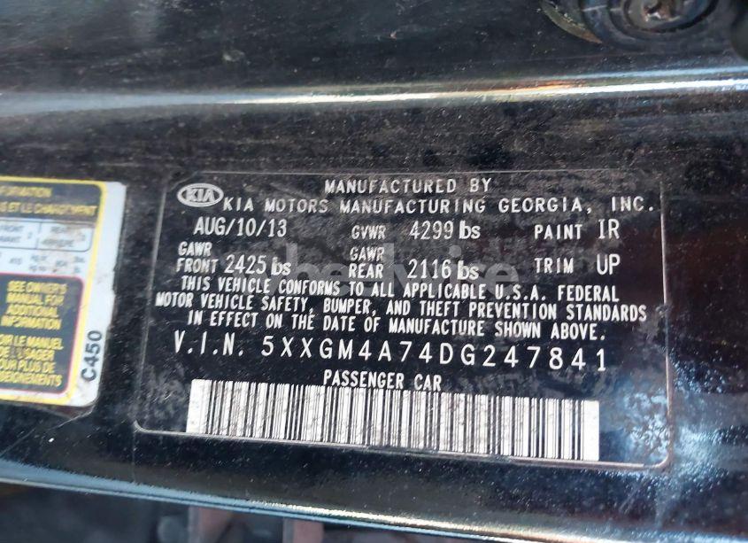 Photo 9 of 2013 Kia Optima LX (VIN 5XXGM4A74DG247841)