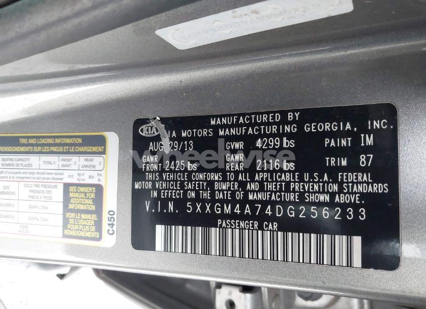 Photo 9 of 2013 Kia Optima LX (VIN 5XXGM4A74DG256233)