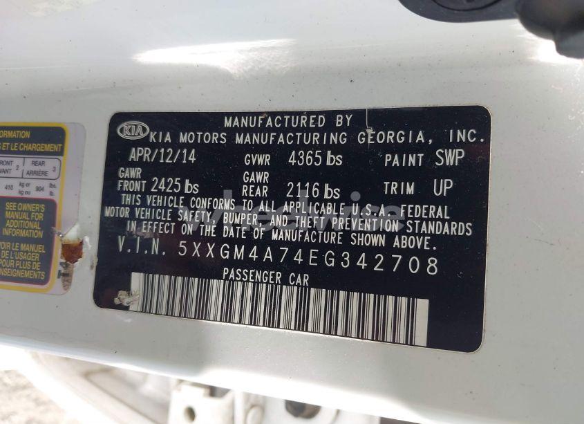 Photo 9 of 2014 Kia Optima LX (VIN 5XXGM4A74EG342708)